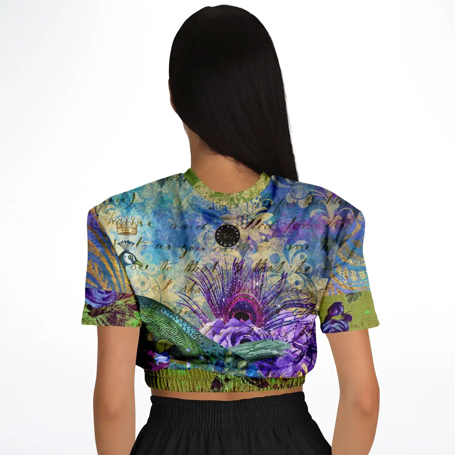 Purple Fusion Short Sleeve Cropped Eco-Poly Sweater