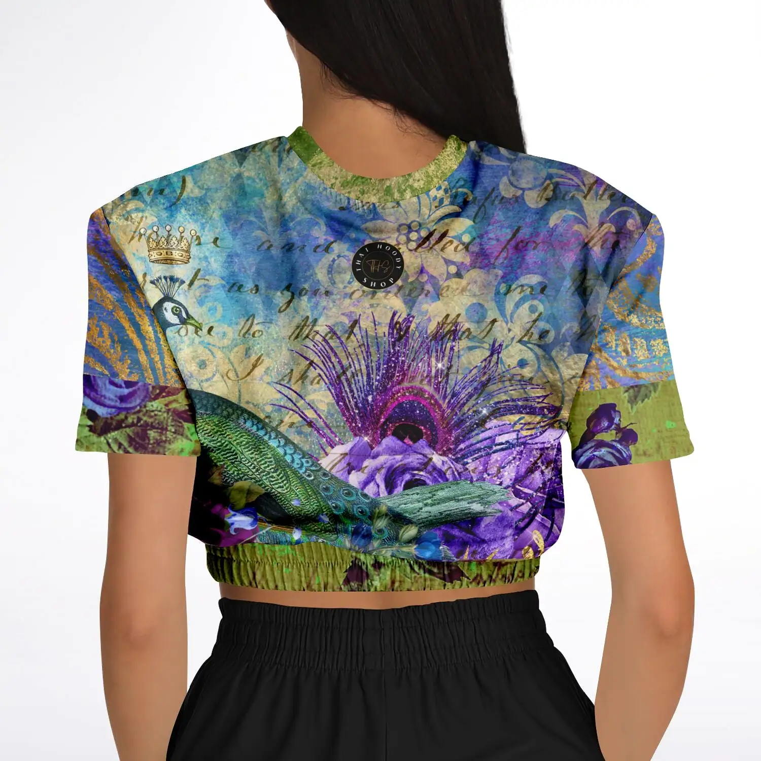 Purple Fusion Short Sleeve Cropped Eco-Poly Sweater