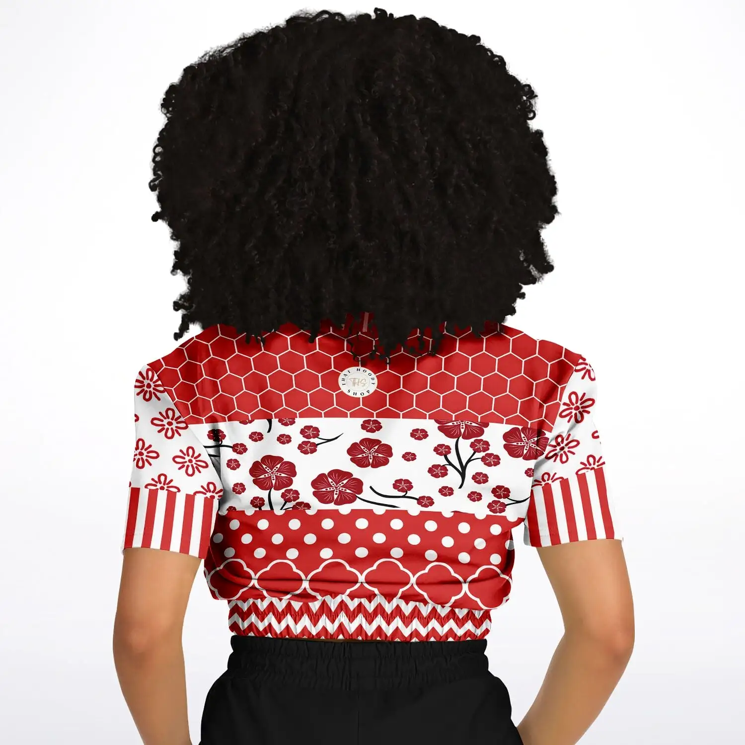 Red Crimson Short Sleeve Cropped Eco-Poly Sweater