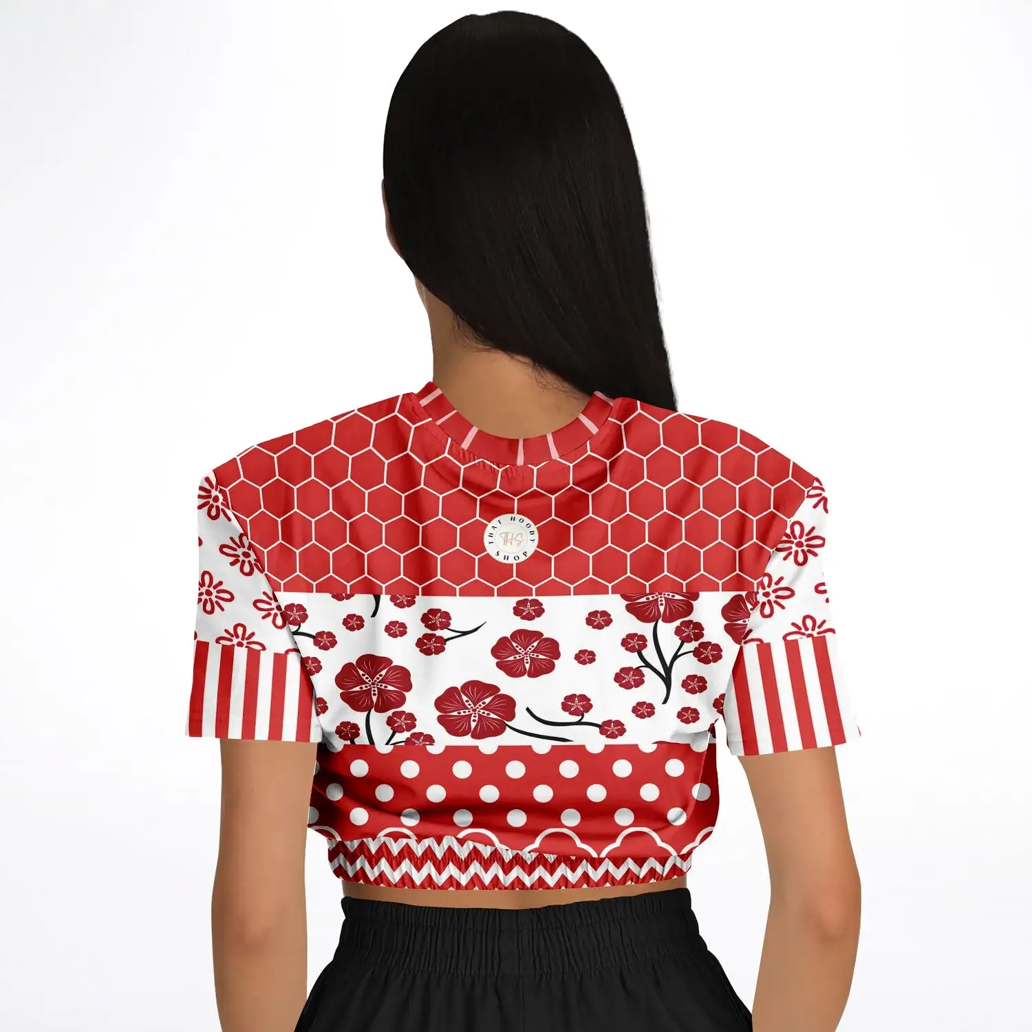 Red Crimson Short Sleeve Cropped Eco-Poly Sweater