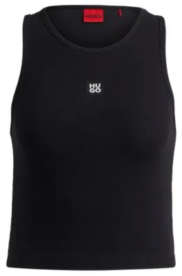 Ribbed top in stretch cotton with stacked logo