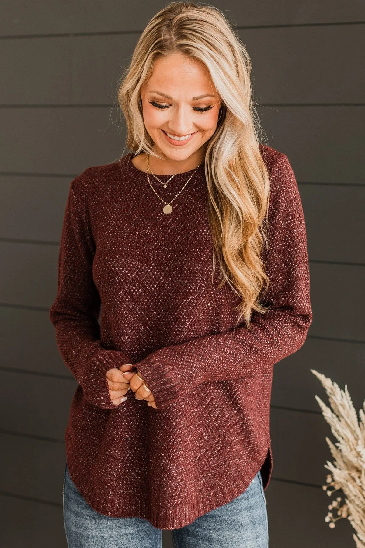 Runway Beauty Knit Sweater- Burgundy