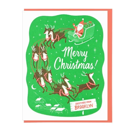 Santa and Reindeer Pittsburgh Boxed Cards