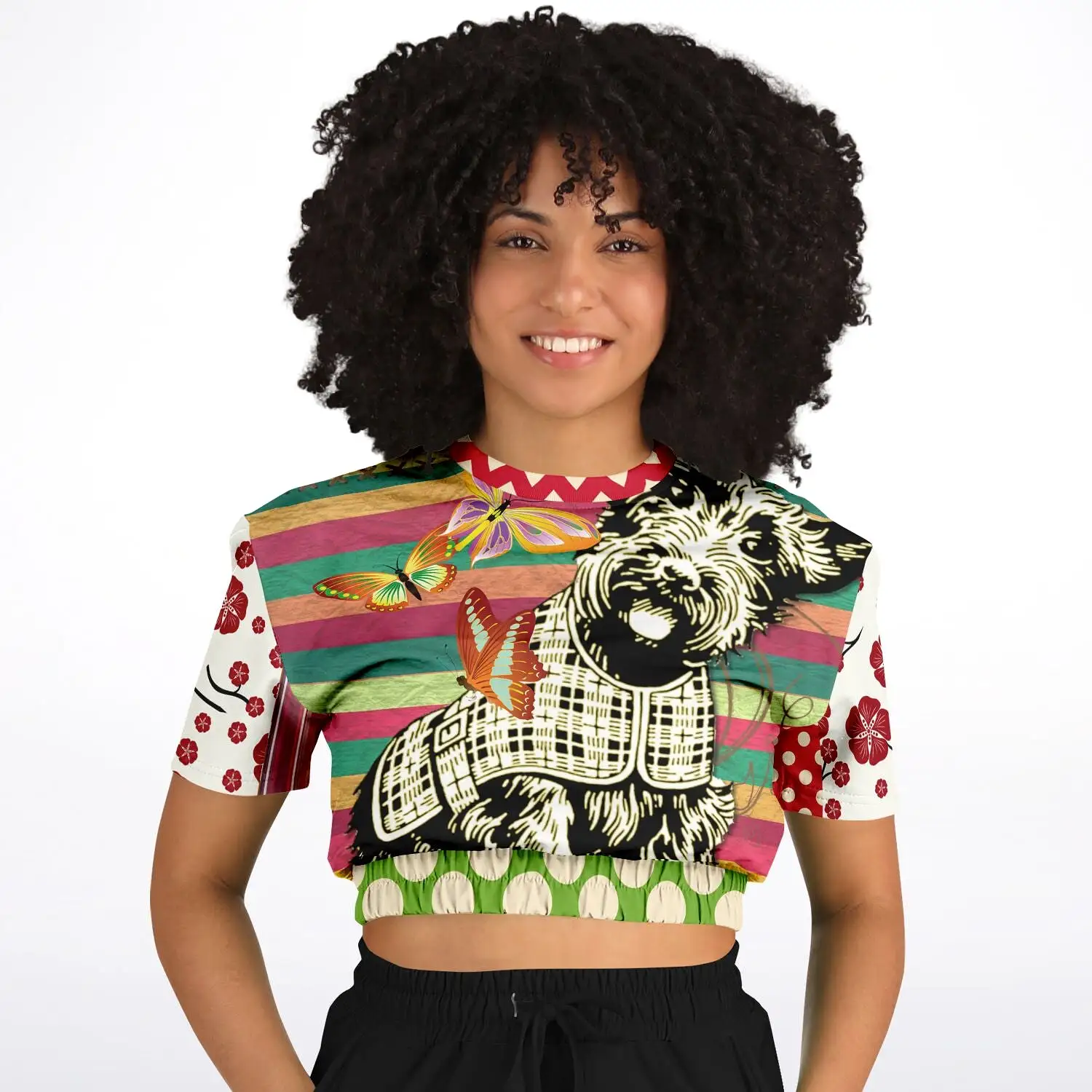 Scotty Piper Short Sleeve Cropped Eco-Poly Sweater