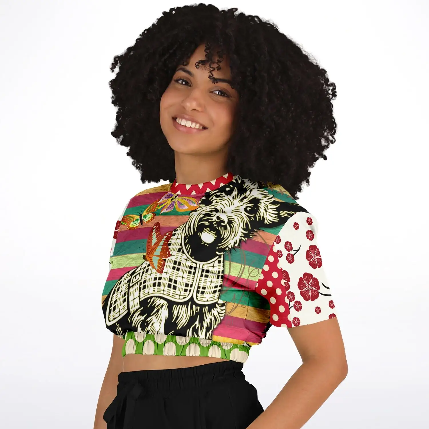 Scotty Piper Short Sleeve Cropped Eco-Poly Sweater