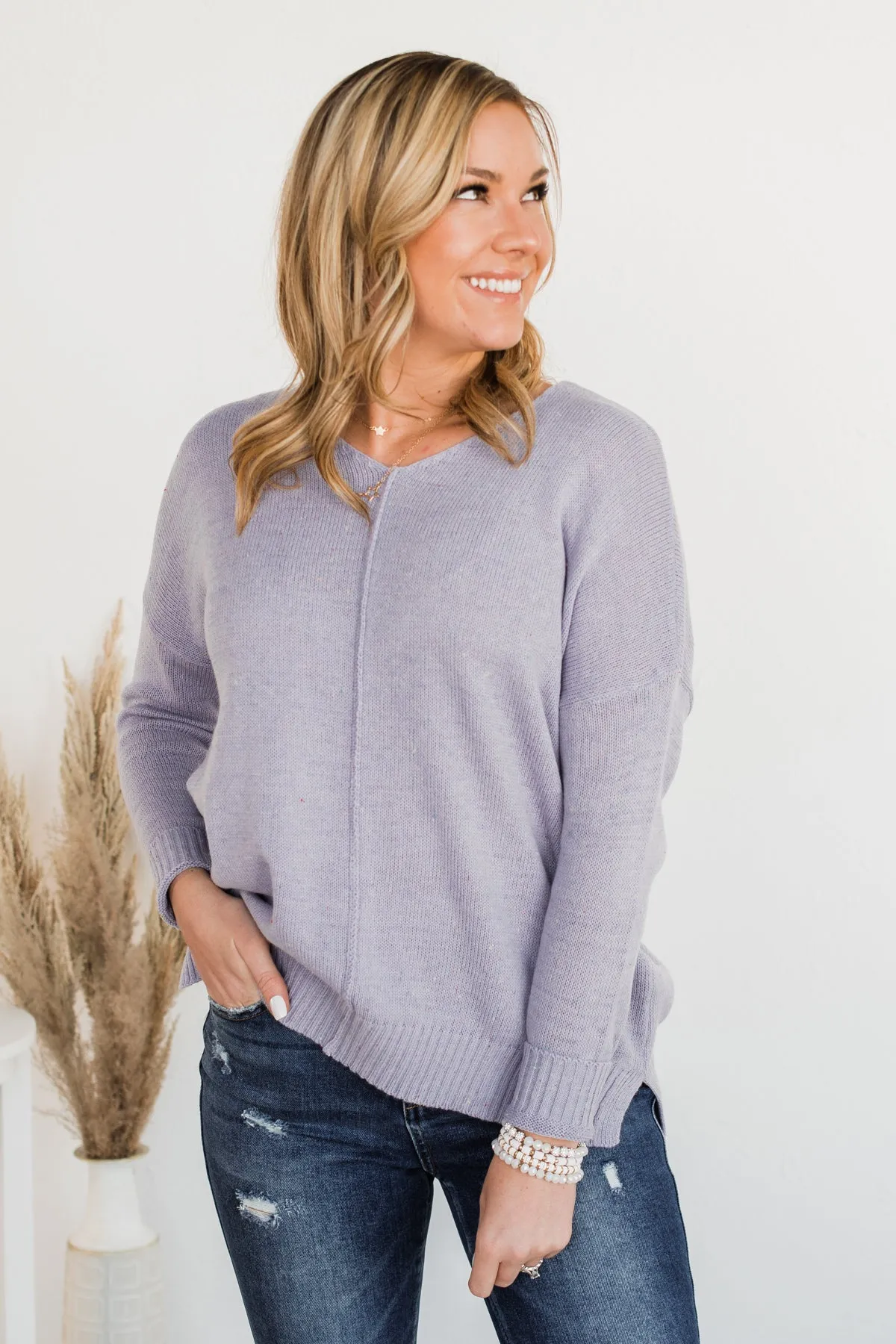 Sheer Delights Knit Sweater- Lavender