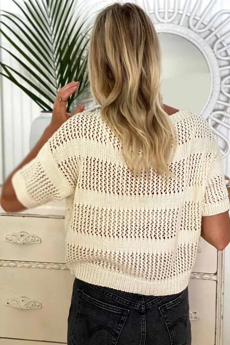 Short Sleeve Sweater - Ivory