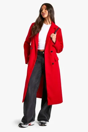 Shoulder Pad Wool Look Coat