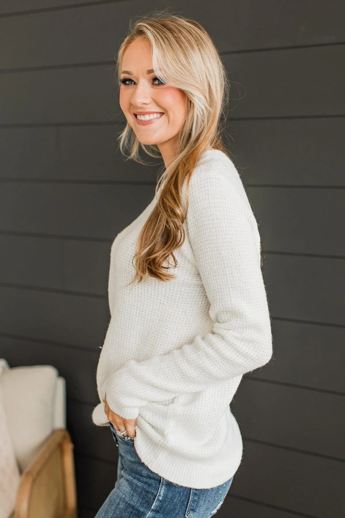 Simply Unforgettable Knit Sweater- Ivory