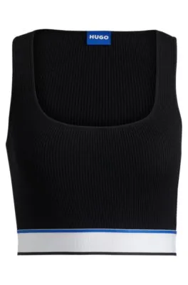 Slim-fit ribbed top with repeat branding