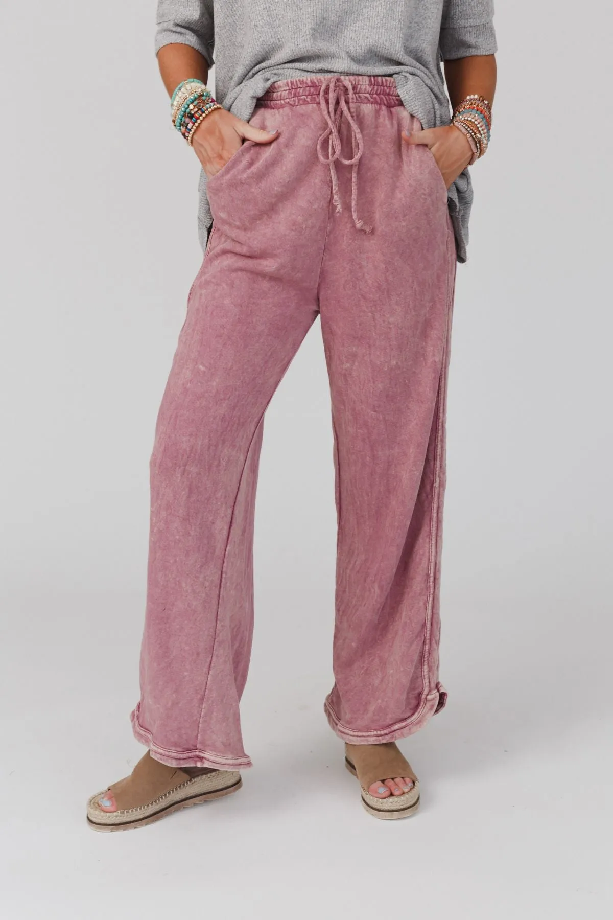 So Comfy Wide Leg Pant Full Length - Mauve