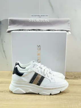 Stokton Sneaker Donna Pelle Bianca Extra Light Made In Italy 40