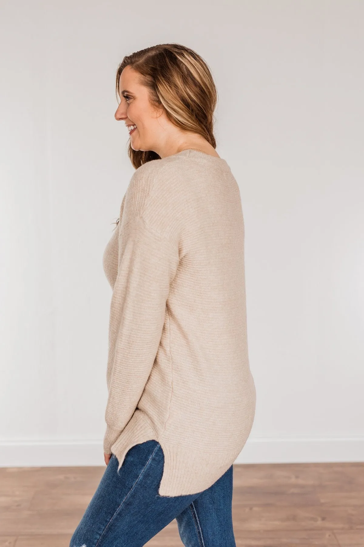 Stunningly Beautiful Knit Sweater- Beige