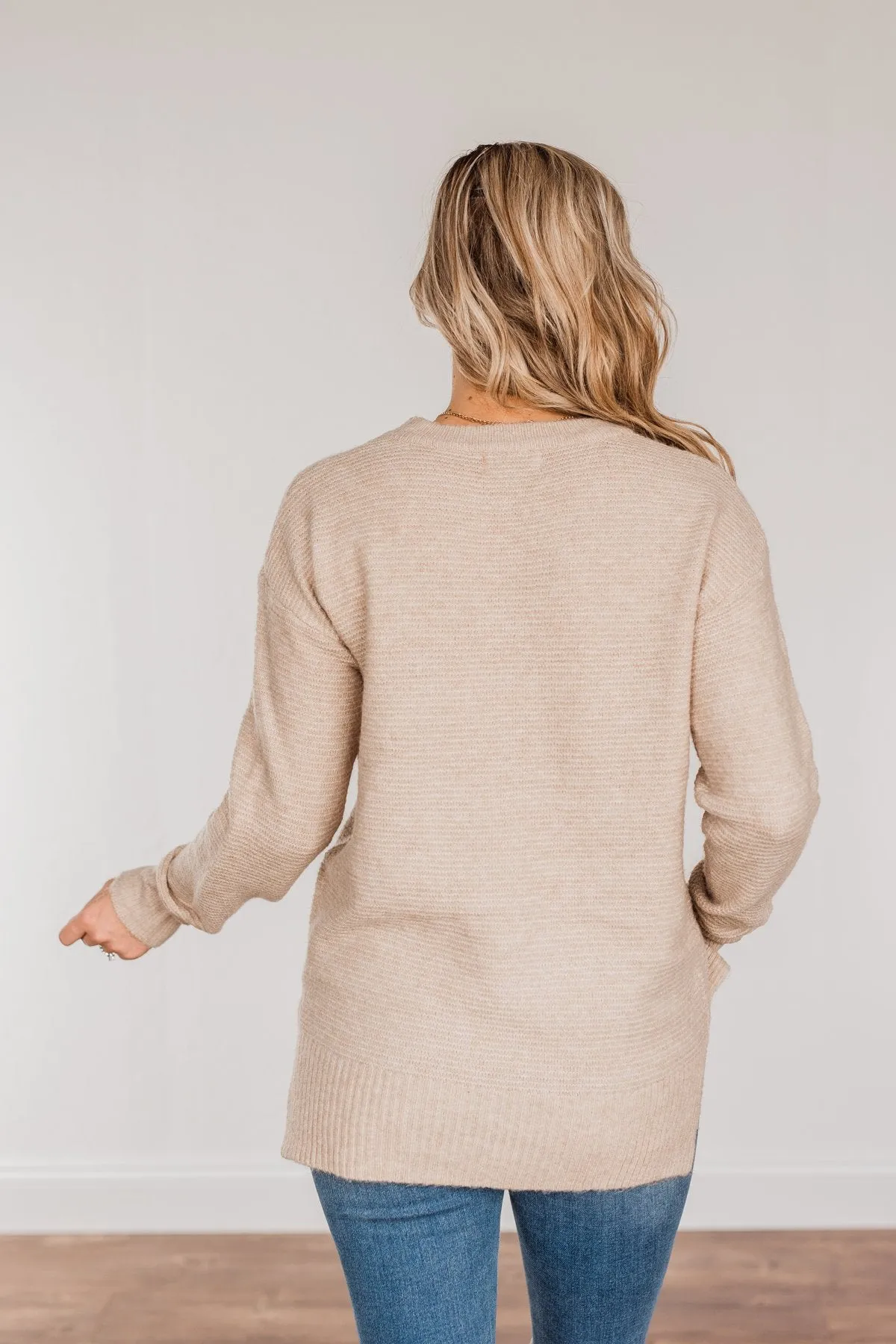 Stunningly Beautiful Knit Sweater- Beige