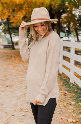 Stunningly Beautiful Knit Sweater- Beige