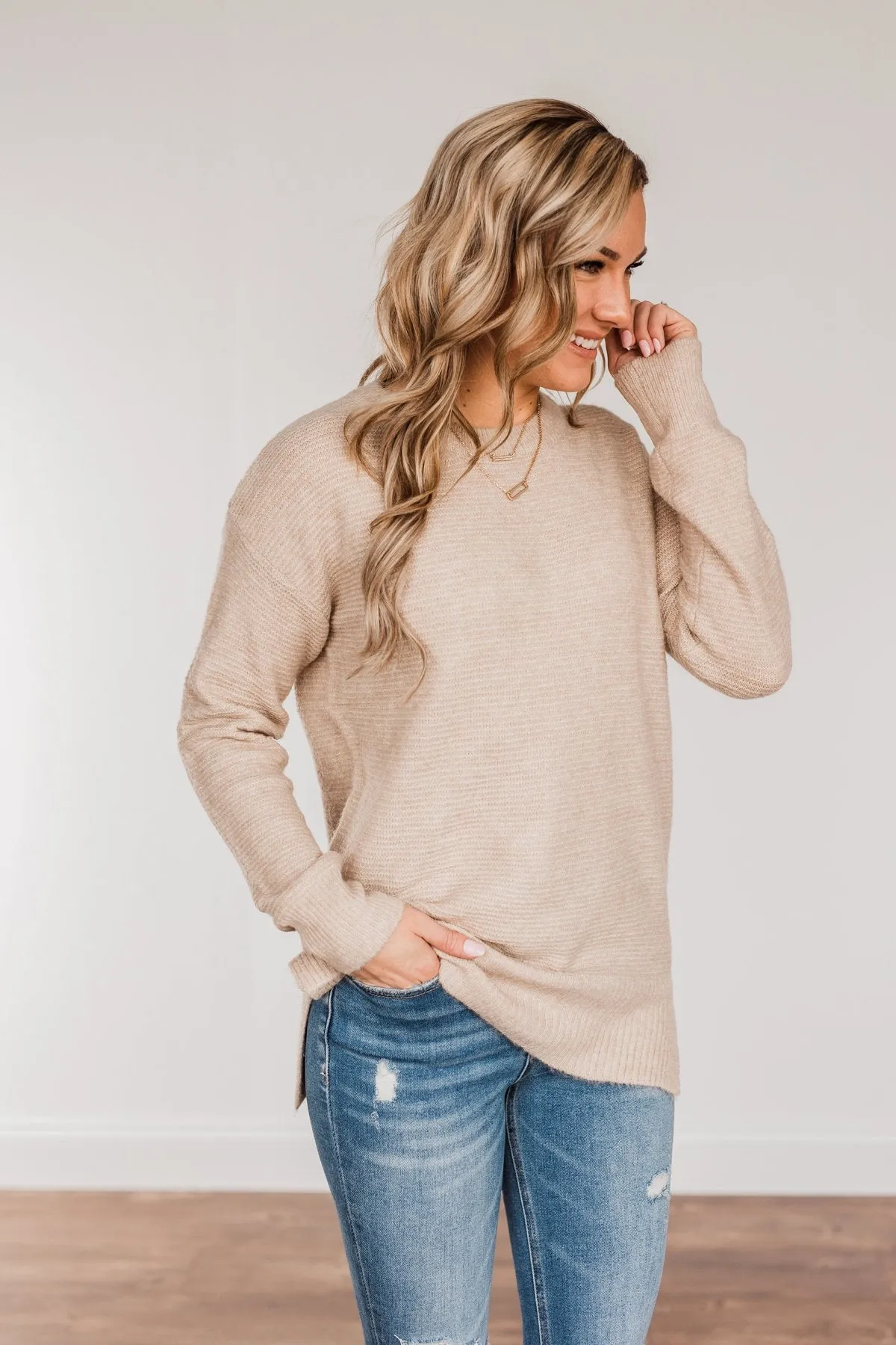 Stunningly Beautiful Knit Sweater- Beige