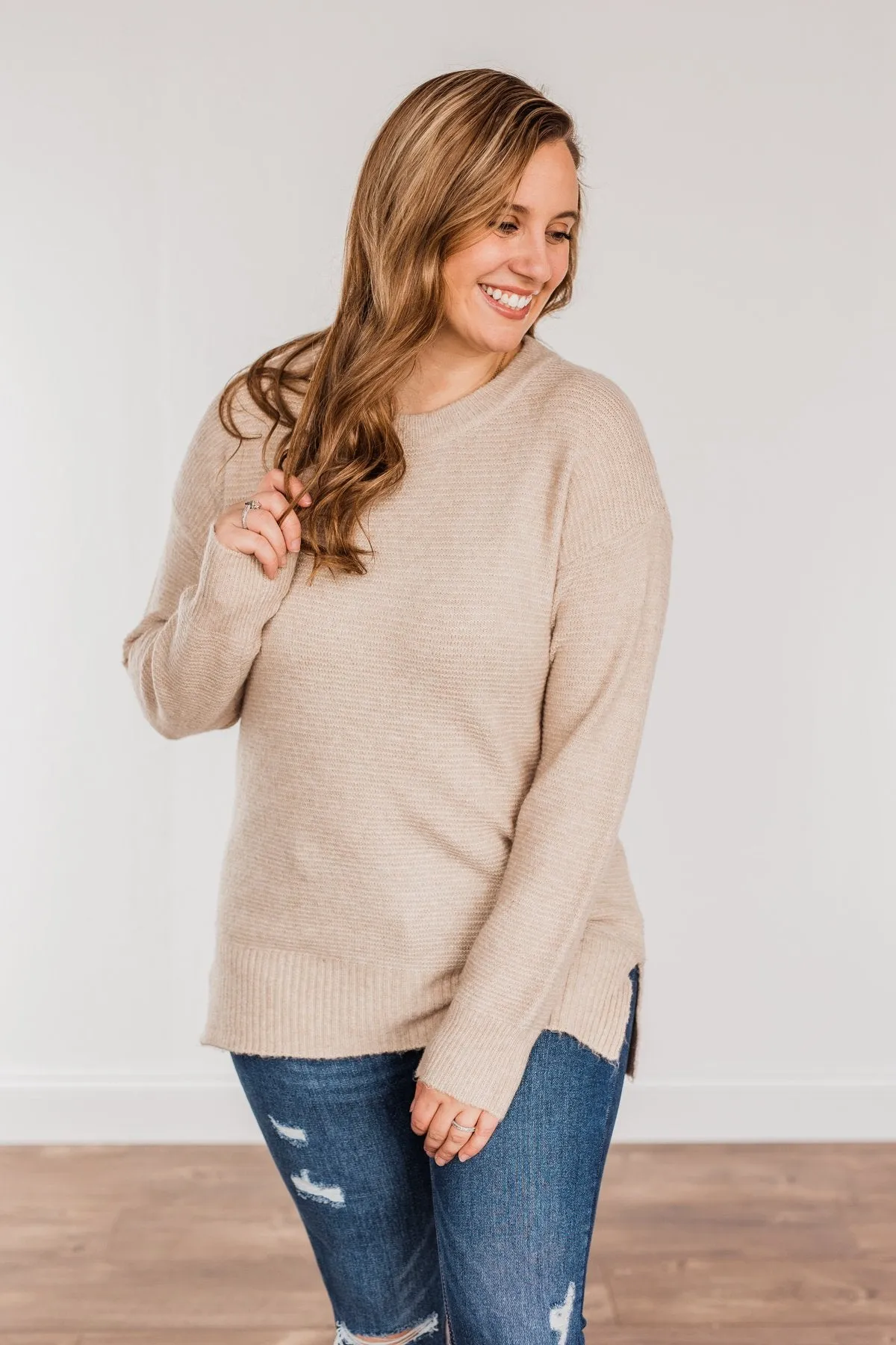 Stunningly Beautiful Knit Sweater- Beige