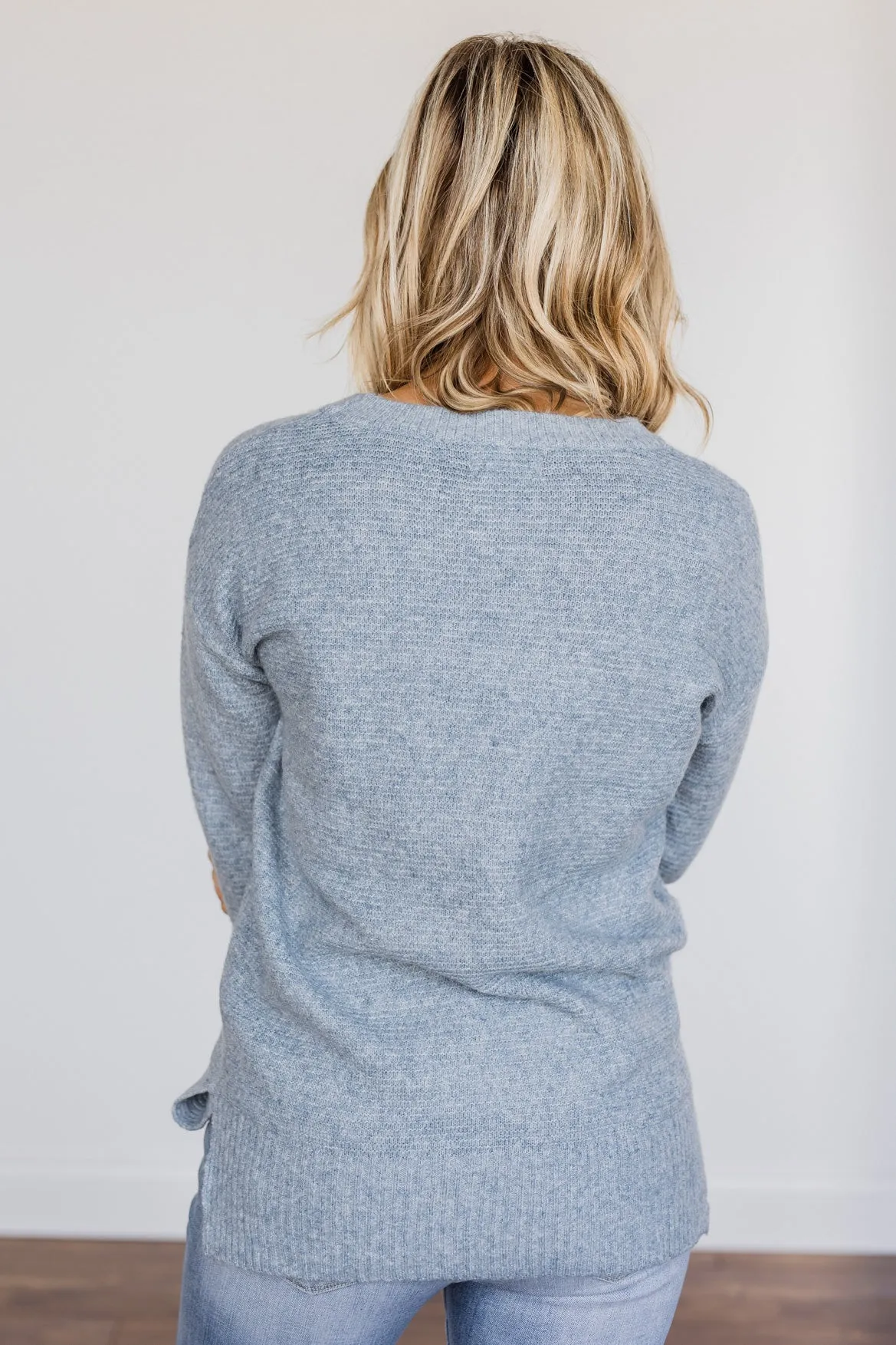 Stunningly Beautiful Knit Sweater- Denim