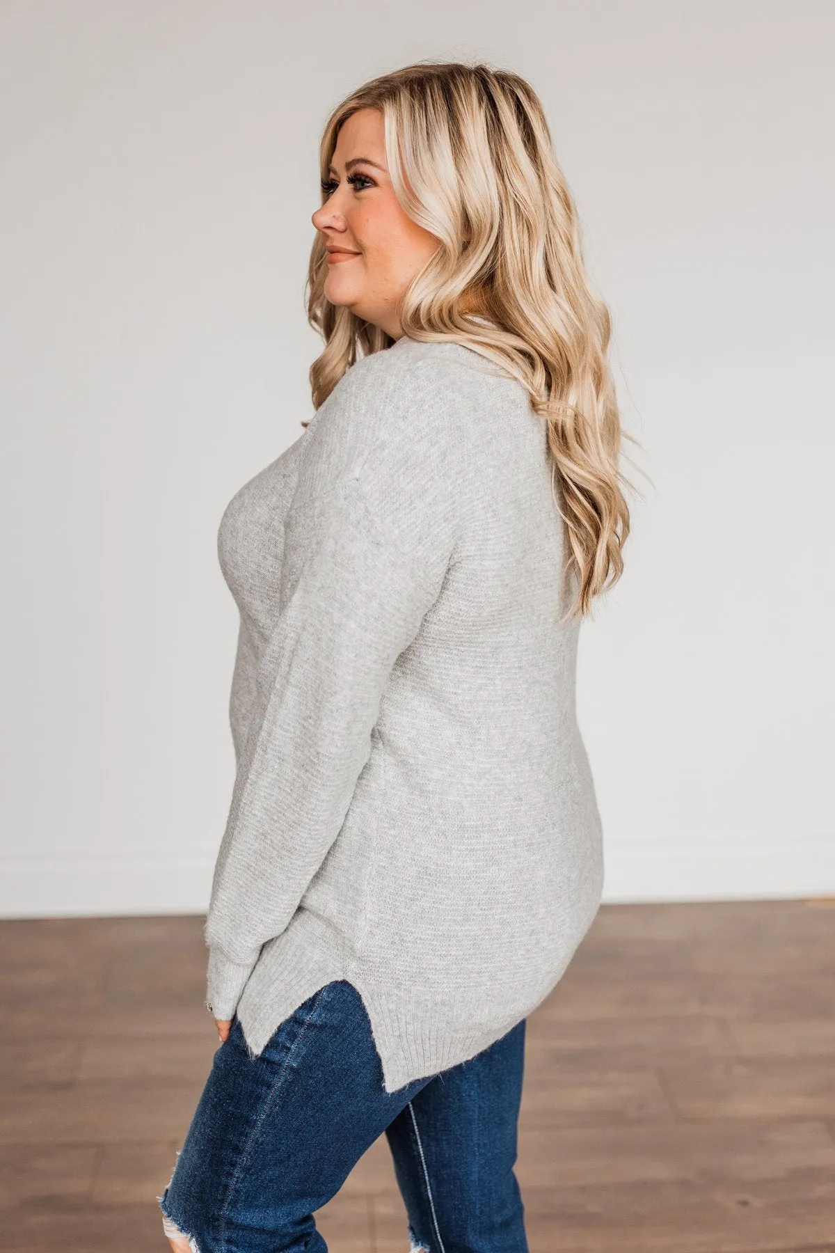 Stunningly Beautiful Knit Sweater- Grey