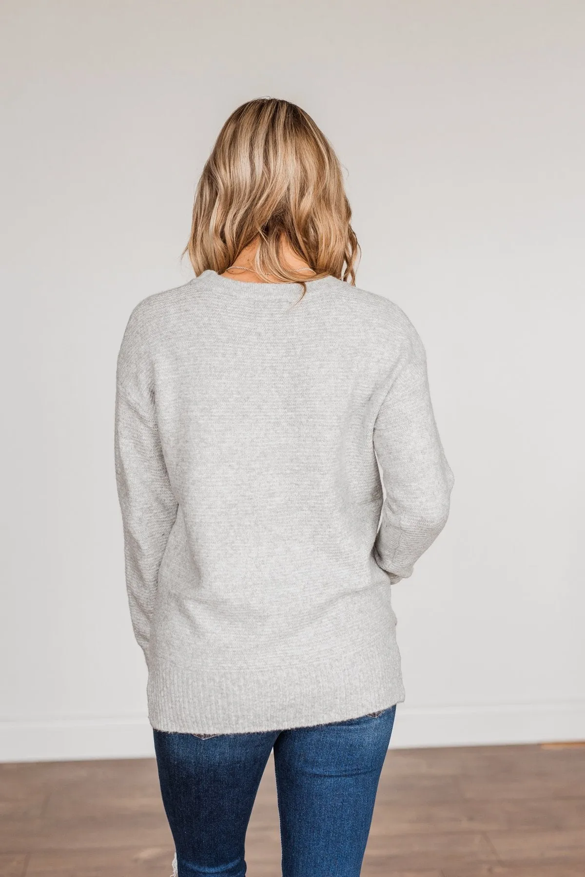 Stunningly Beautiful Knit Sweater- Grey