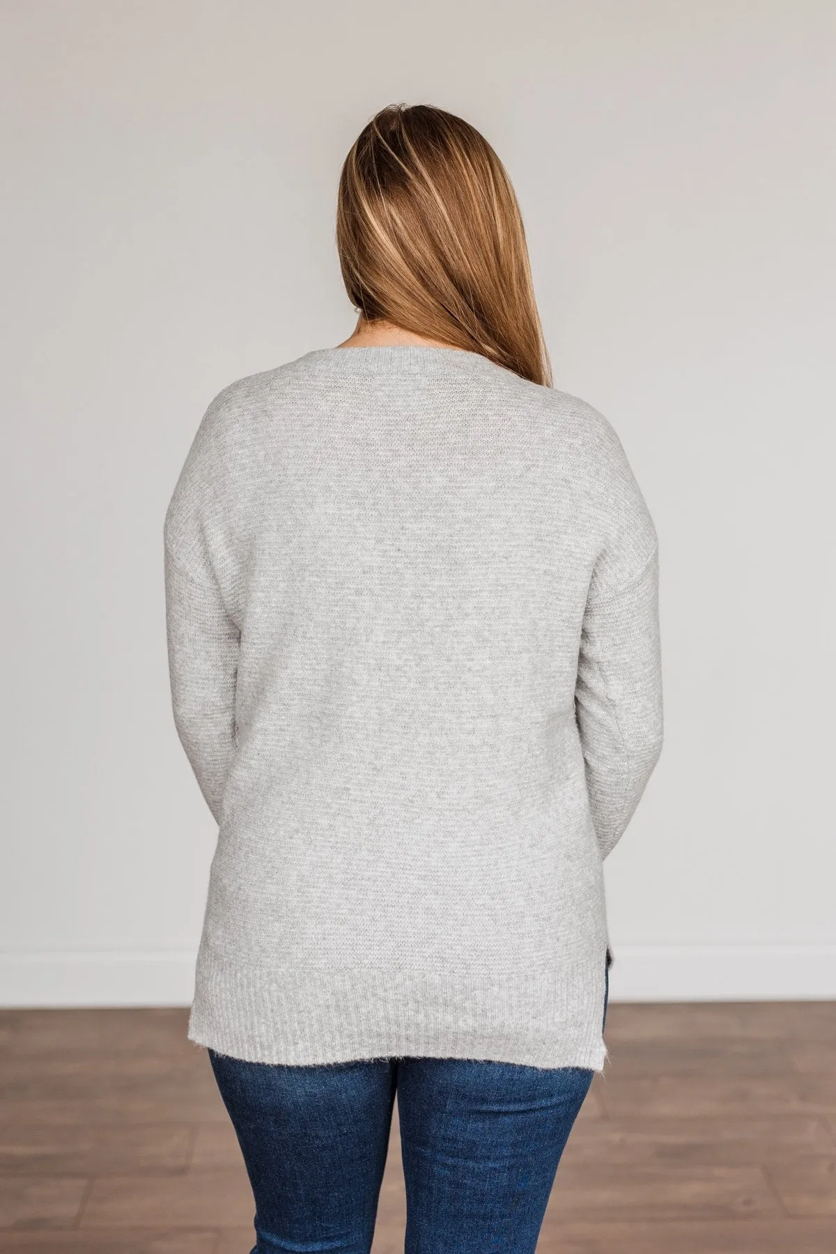 Stunningly Beautiful Knit Sweater- Grey