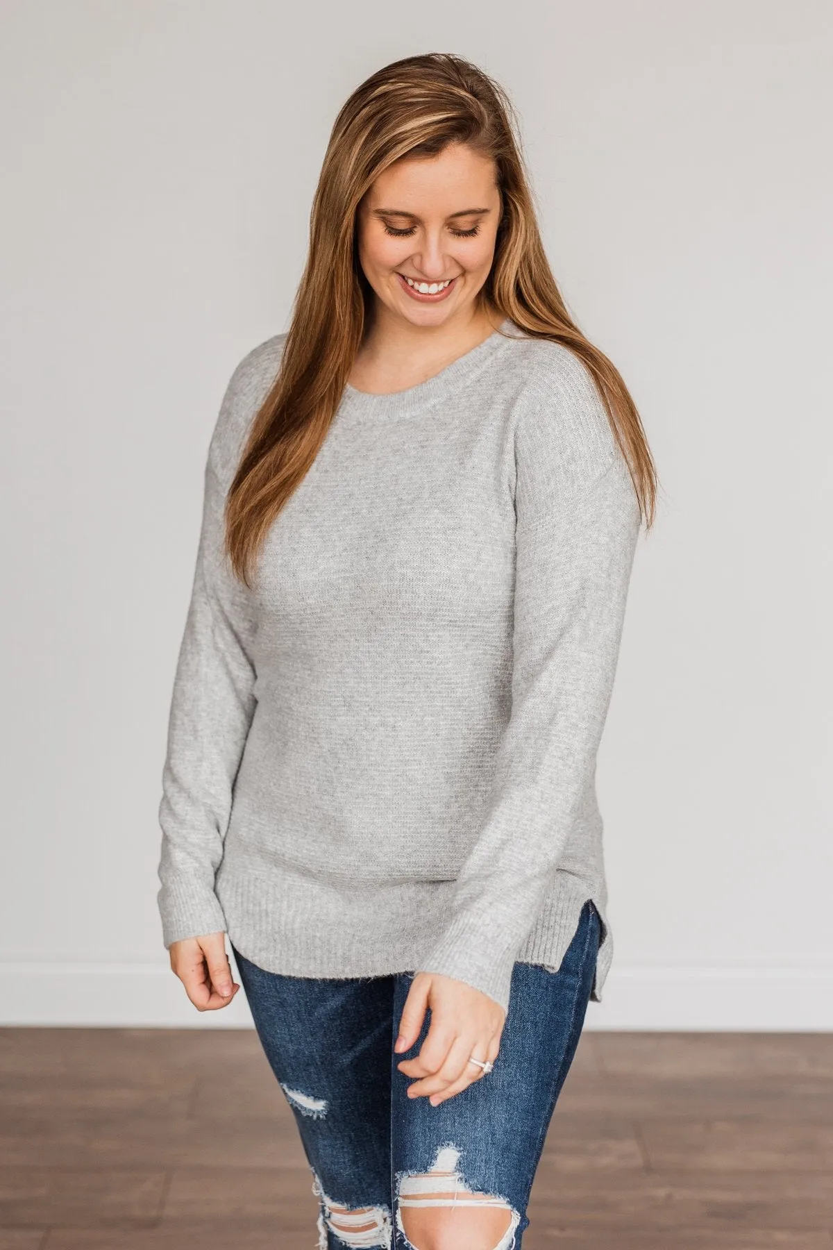 Stunningly Beautiful Knit Sweater- Grey