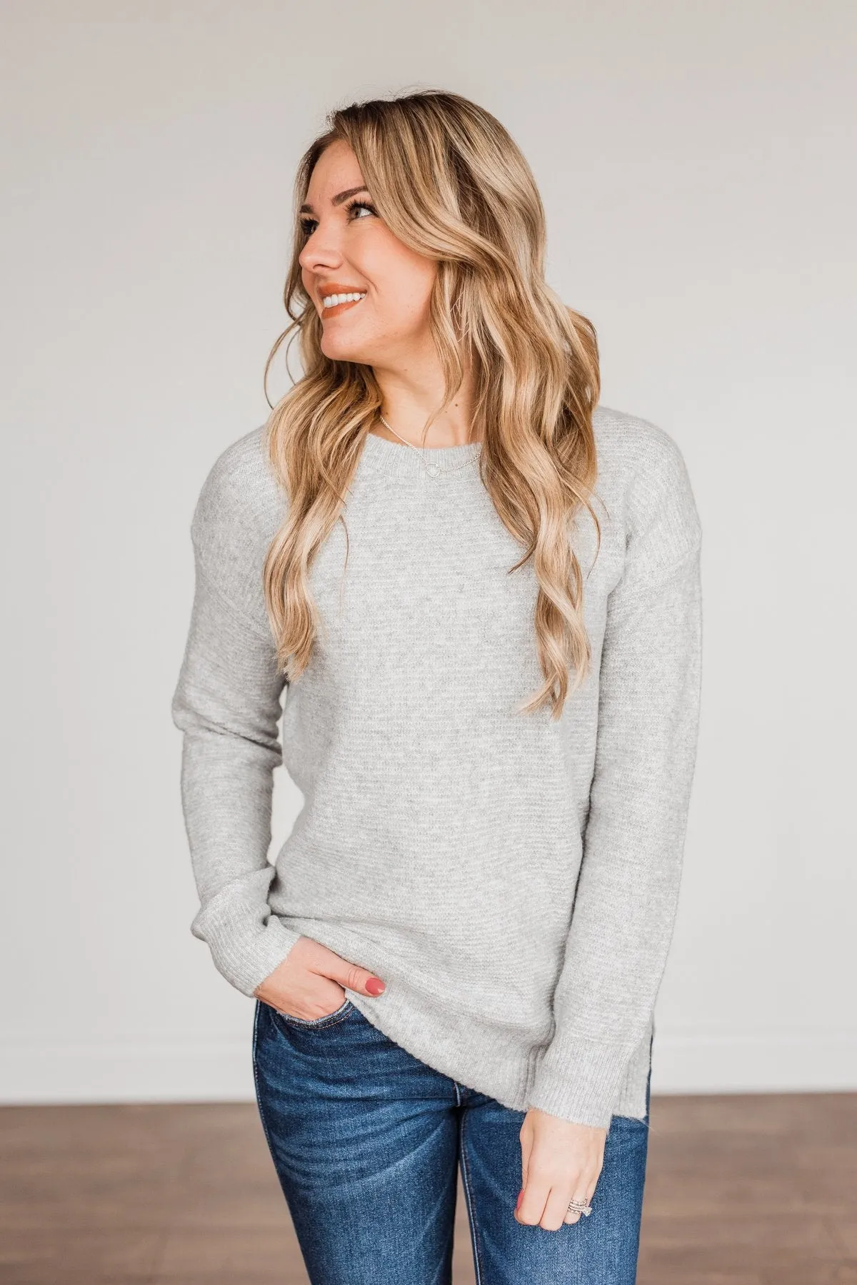 Stunningly Beautiful Knit Sweater- Grey