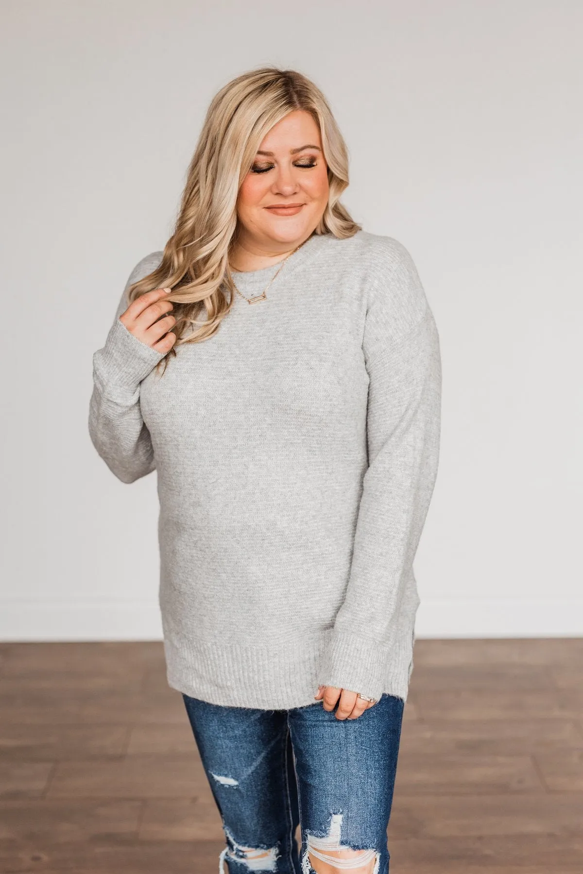 Stunningly Beautiful Knit Sweater- Grey