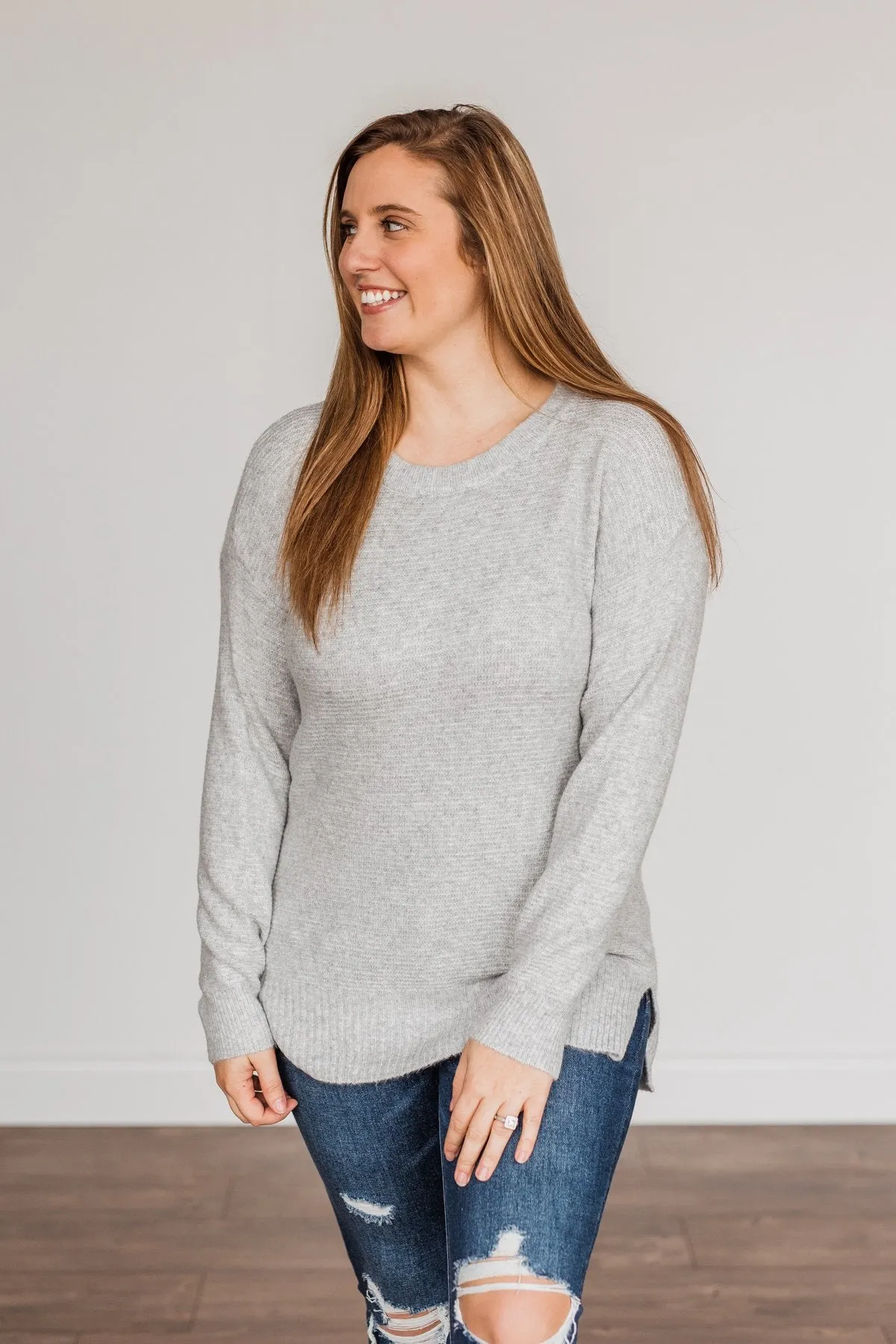 Stunningly Beautiful Knit Sweater- Grey