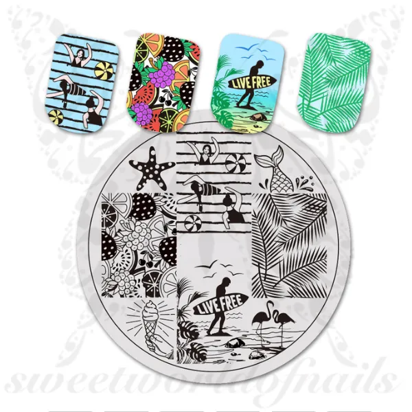 Summer Nail Art Beach Vacation Stamping Plate