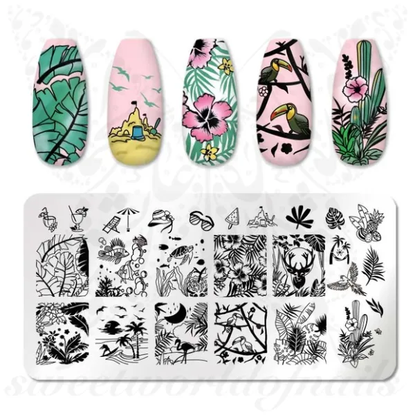 Summer Nails Beach Vacation Nail Art Stamping Plate