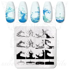 Summer Nails Sea waves Nail Art Stamping Plate