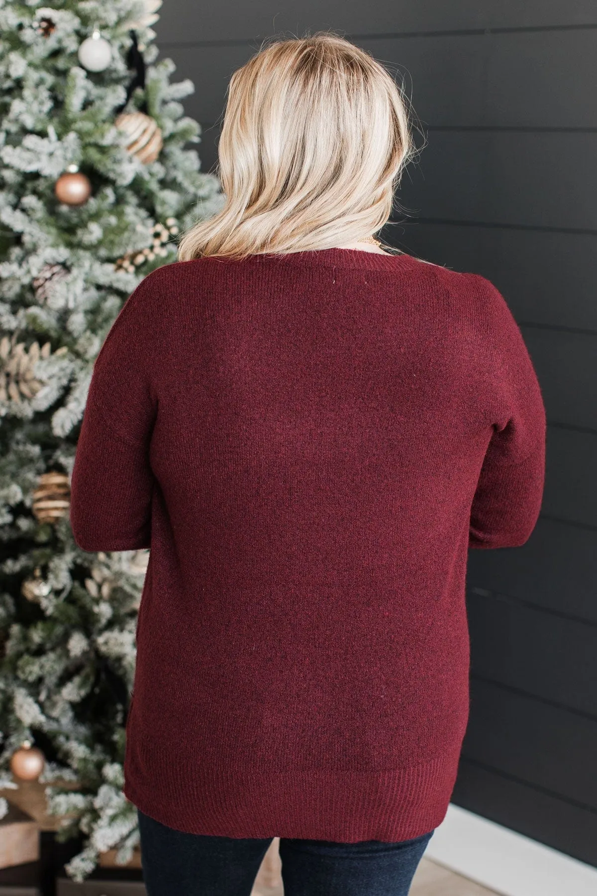 Sweet Harmony Knit Sweater- Burgundy