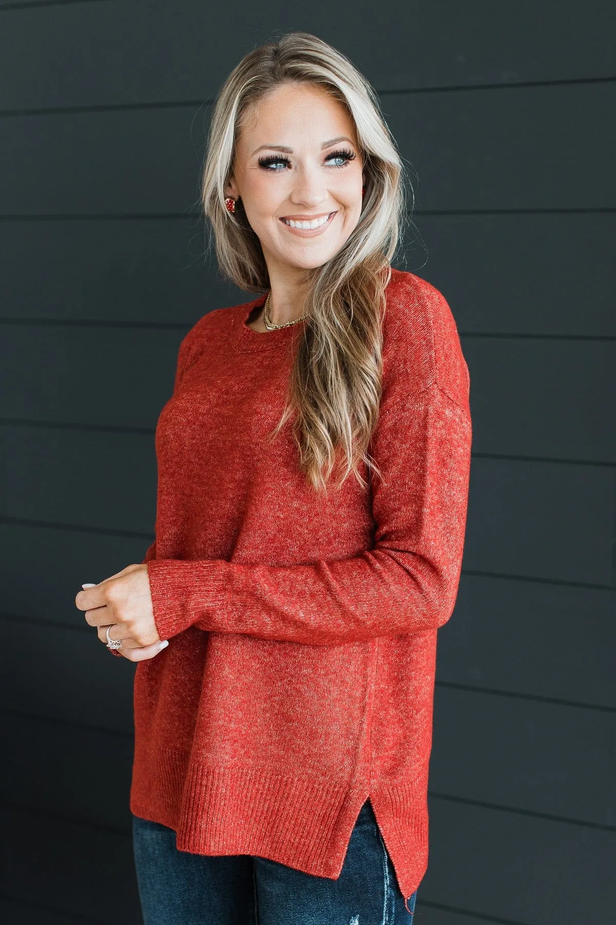 Sweet Harmony Knit Sweater- Red