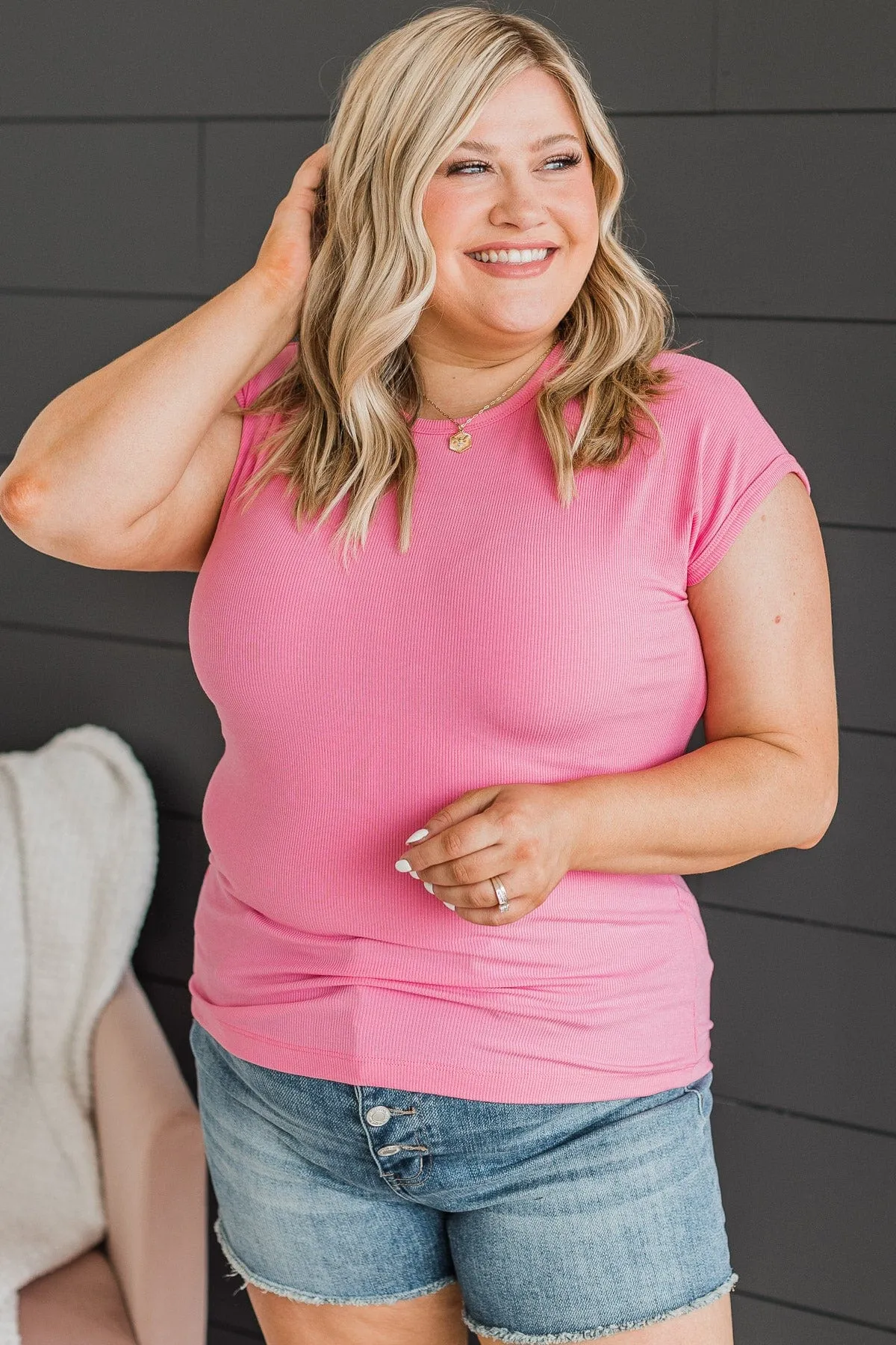 Sweet Surprise Ribbed Top- Pink