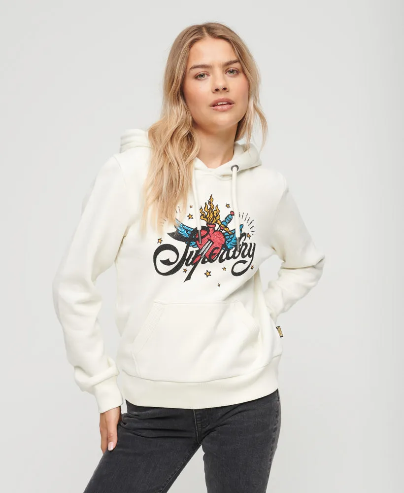 Tattoo Script Graphic Hoodie | Cream