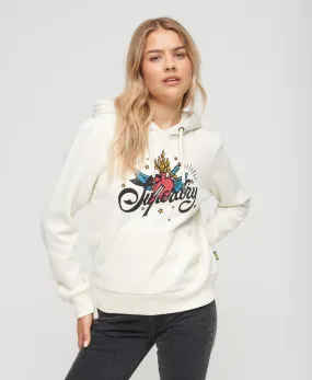 Tattoo Script Graphic Hoodie | Cream