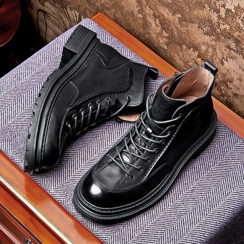 Thick-Soled Classic Leather Boot - Men's Casual Shoes QD1251