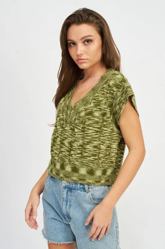 V NECK SWEATER VEST TOP