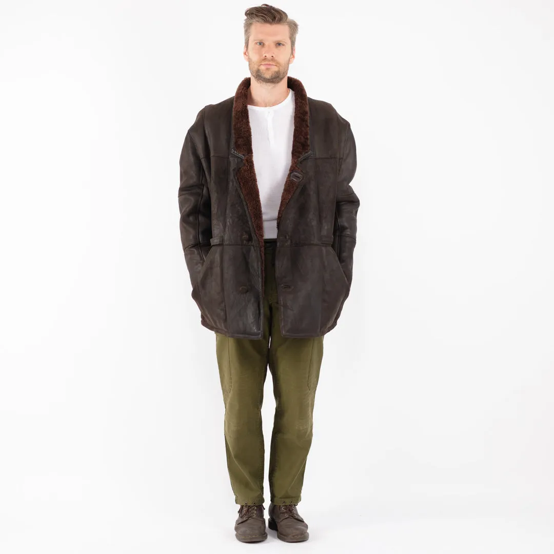 Vintage 70's Men Sheepskin Coat in Brown