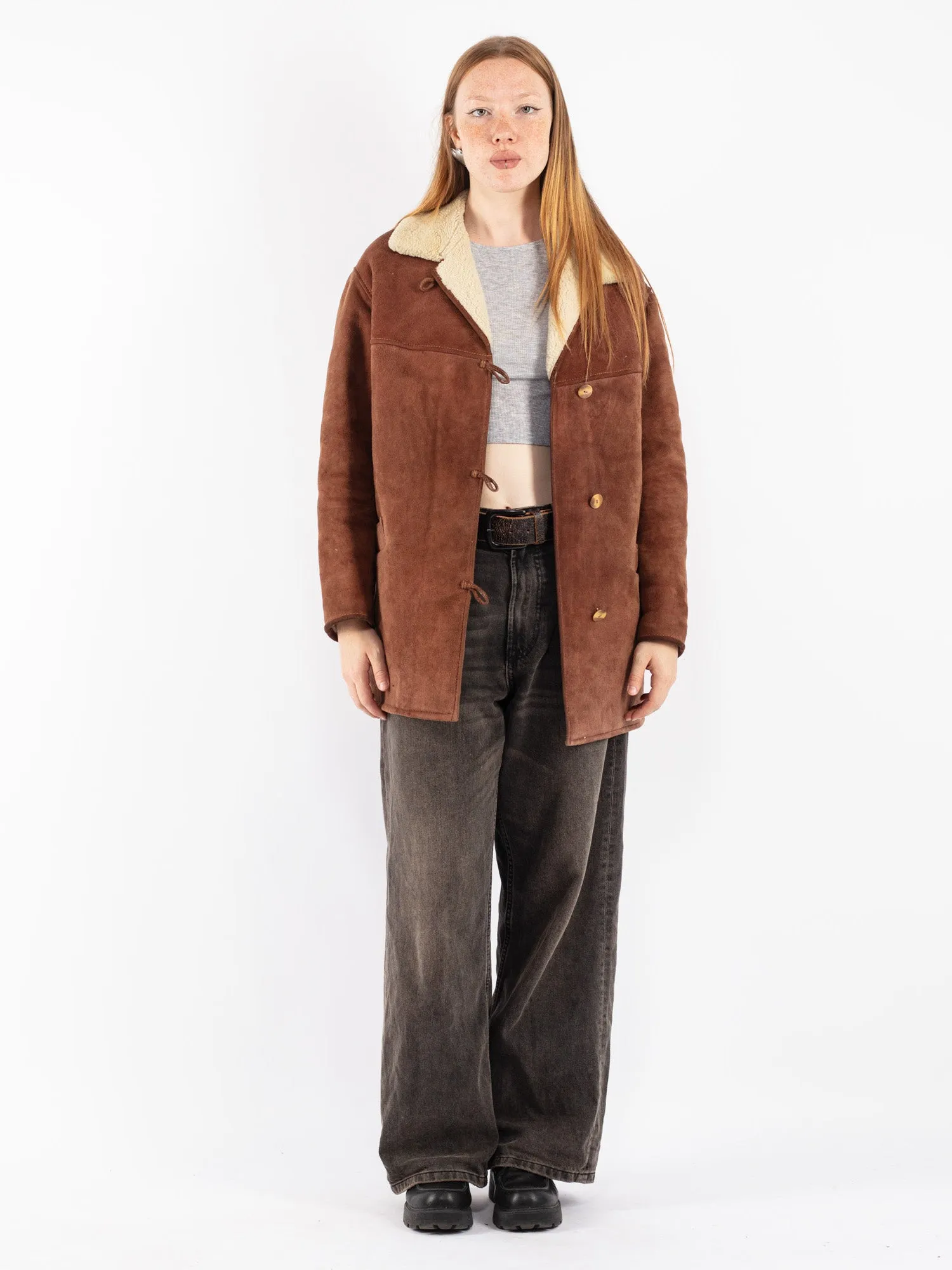 Vintage 70's Women Sheepskin Coat in Brown