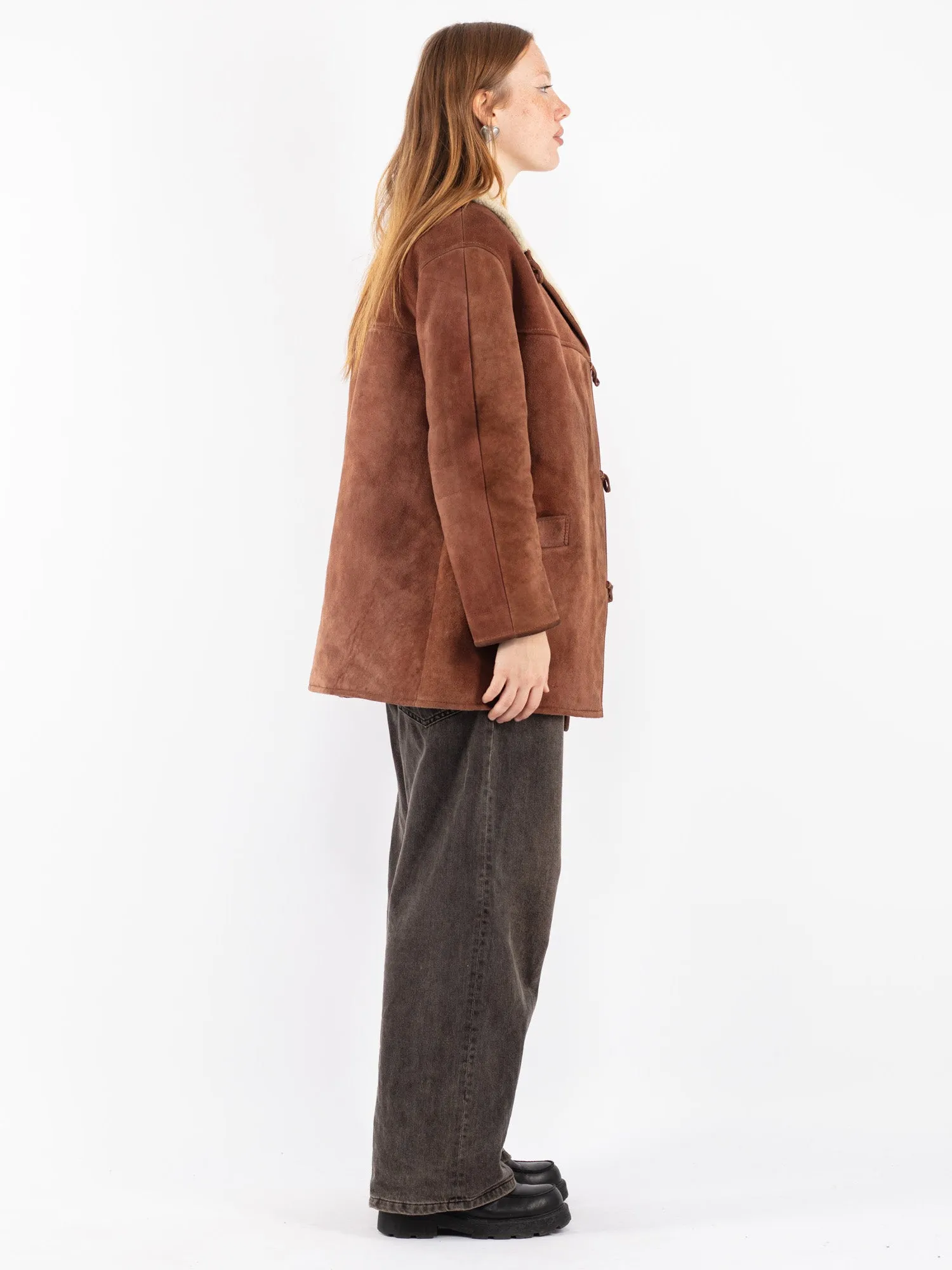 Vintage 70's Women Sheepskin Coat in Brown