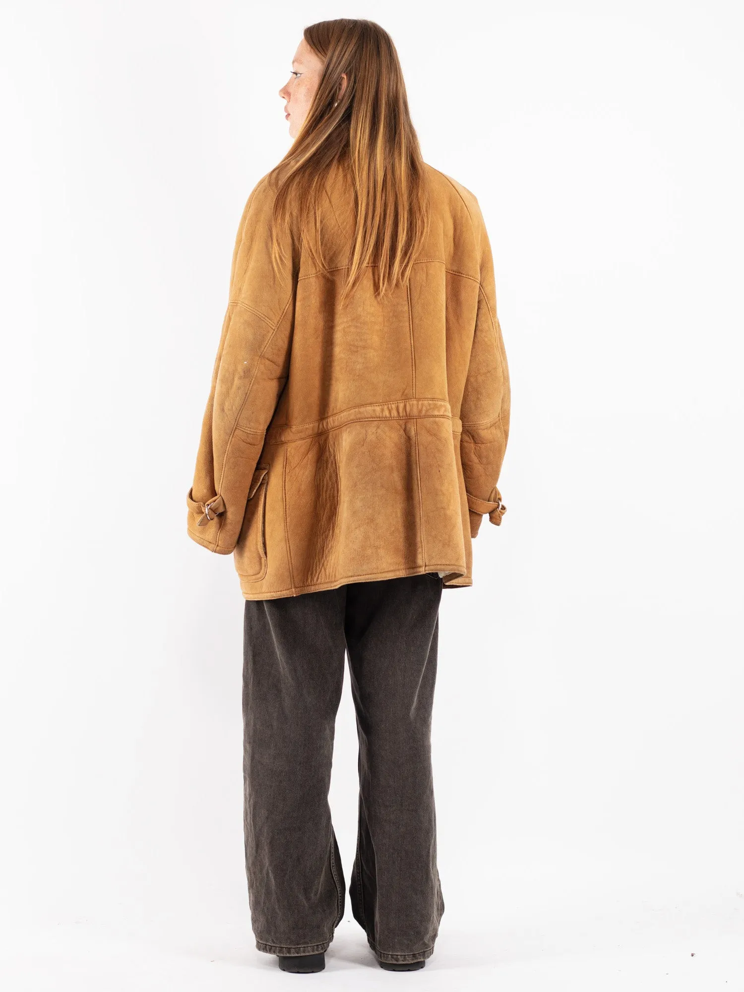 Vintage 80's Women Sheepskin Coat in Brown