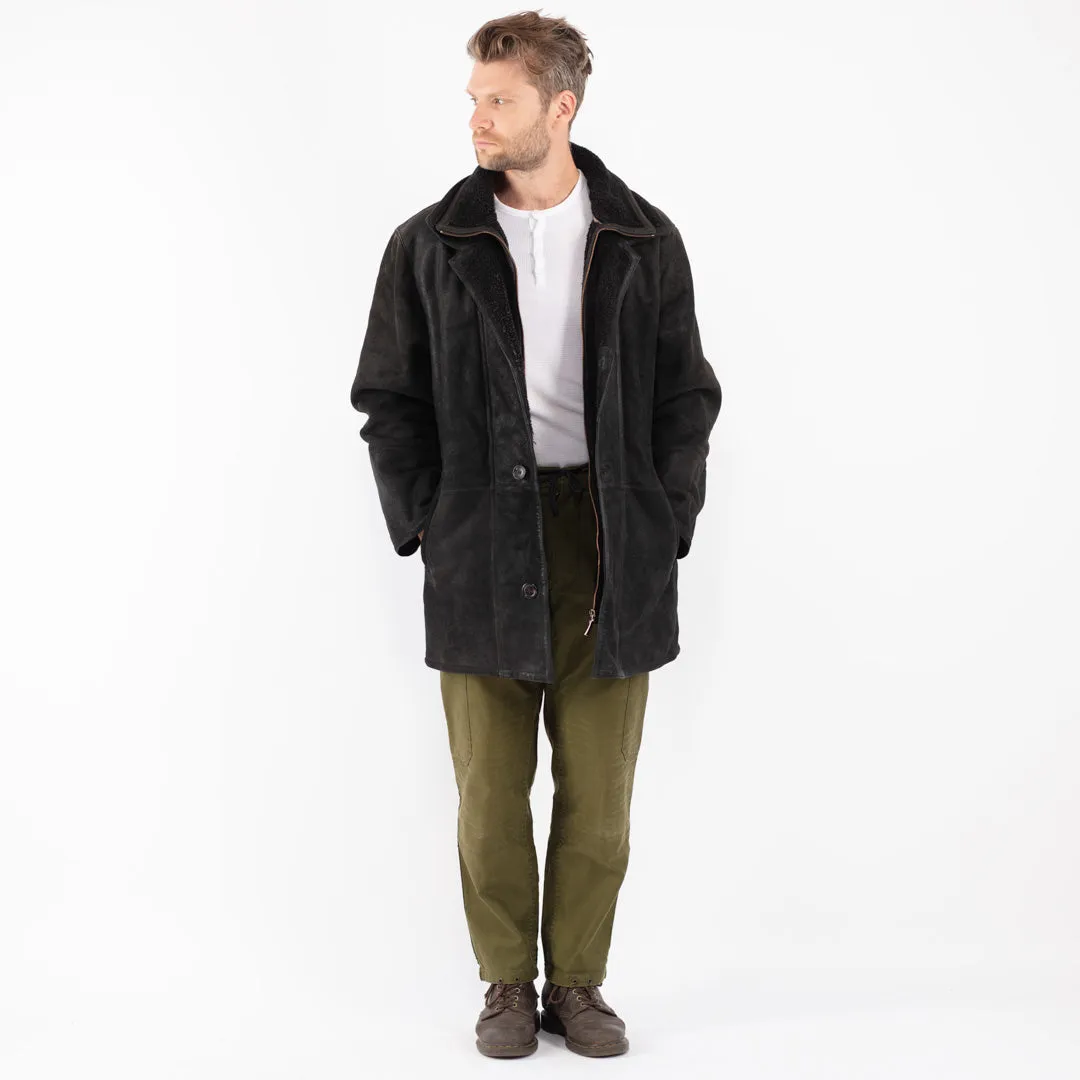 Vintage 90's Men Sheepskin Coat in Black