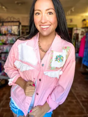 Vintage Embellished Pink Jacket