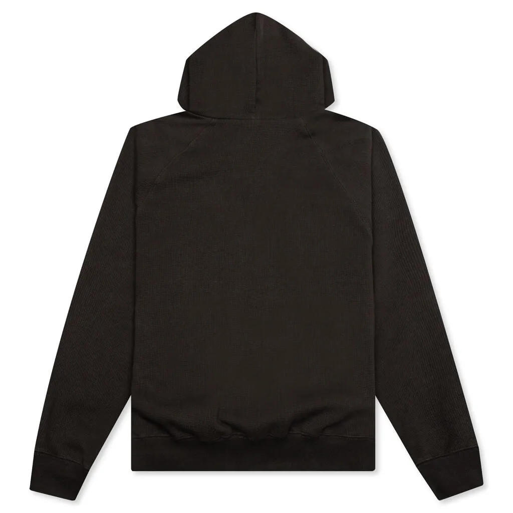 Waffle Raglan Hoodie - Off Black