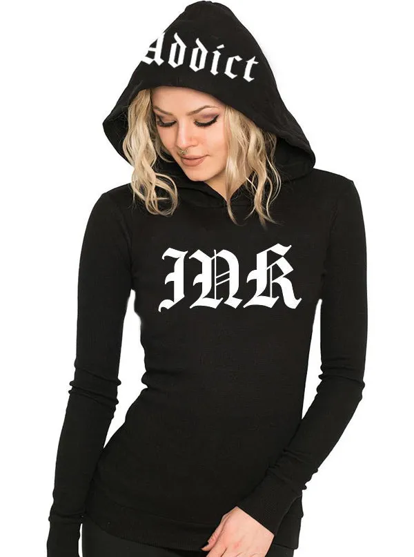 Women's Ink Lettering Thermal Hoodie