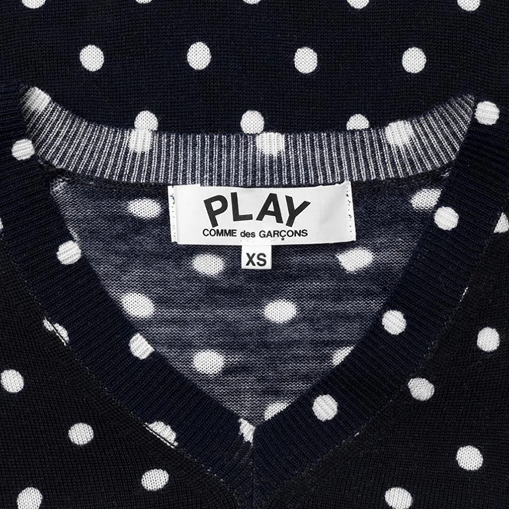 Womens Polka Dot Sweater - Navy