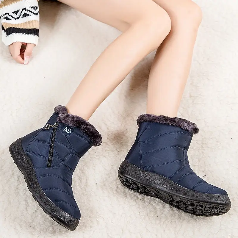 Women's Warm Zipper Ankle Snow Boots