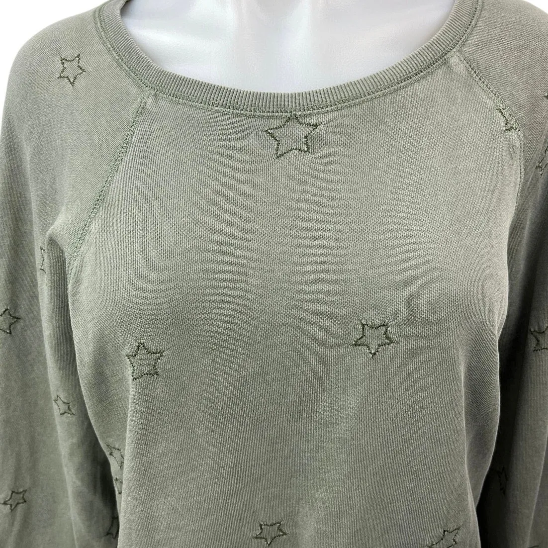 Z Supply Women's Gray Embroidered Star Crew Pullover Sweatshirt Sweater Top M